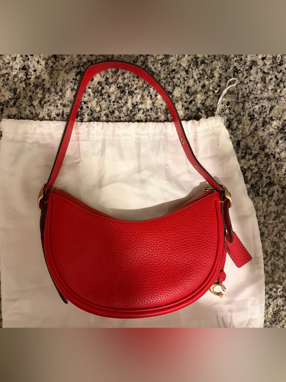 Coach Red Pebbled Leather Crescent Shoulder Bag - Picture 4 of 10